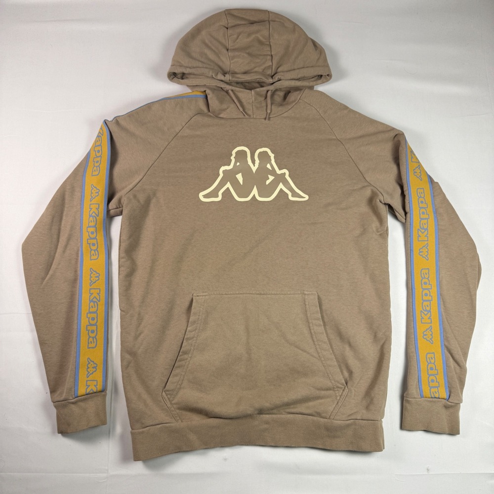 Kappa Mens Logo Tape Pullover Hoodie Mauve Tan Yellow XL Graphic Sweatshirt
